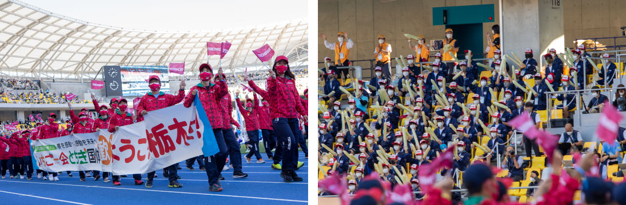 栃木県選手団の入場シーンではスタンドから一段と大きな歓声がわきあがる：イメージ