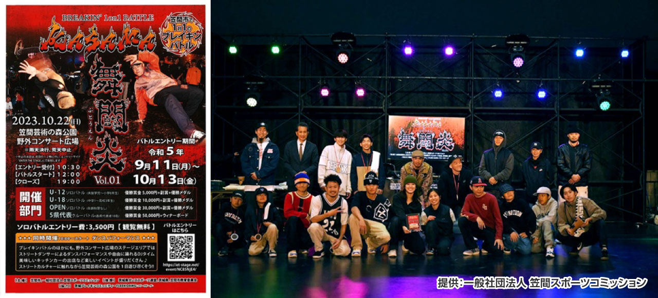 2023年に開催されたブレイキン大会『Breakin' 1on1 Battle KASAMA-舞闘炎- Vol.01』：イメージ